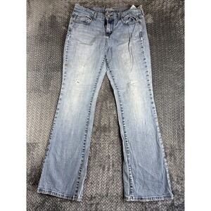 Levis 515 Bootcut Jeans Womens 8M Blue Light Wash Mid Rise Distressed